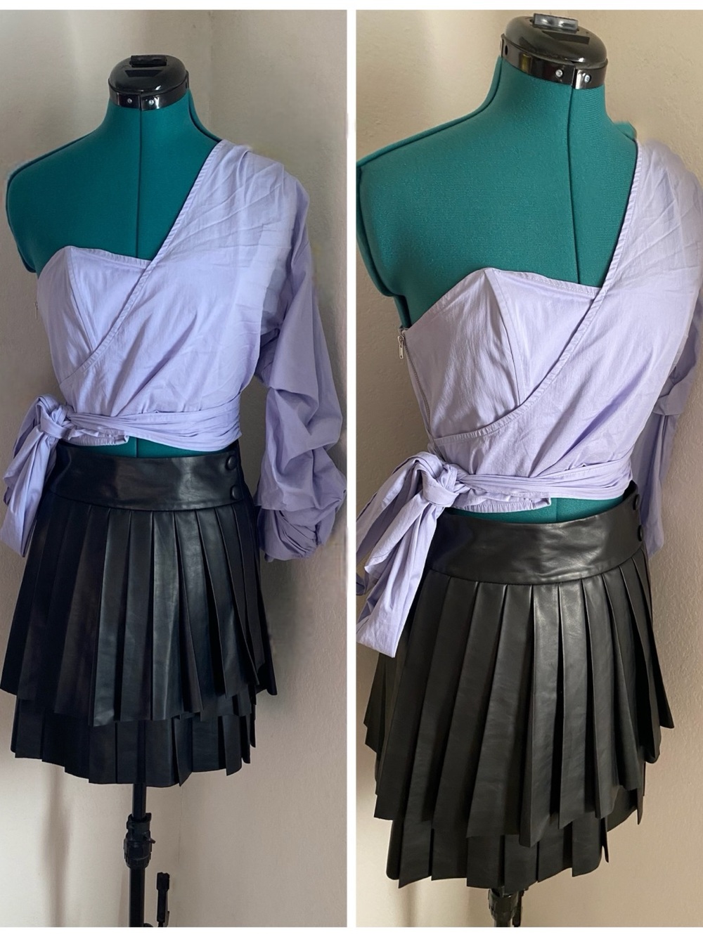 Astr the Label Lavender One-Shoulder Wrap Crop Top M